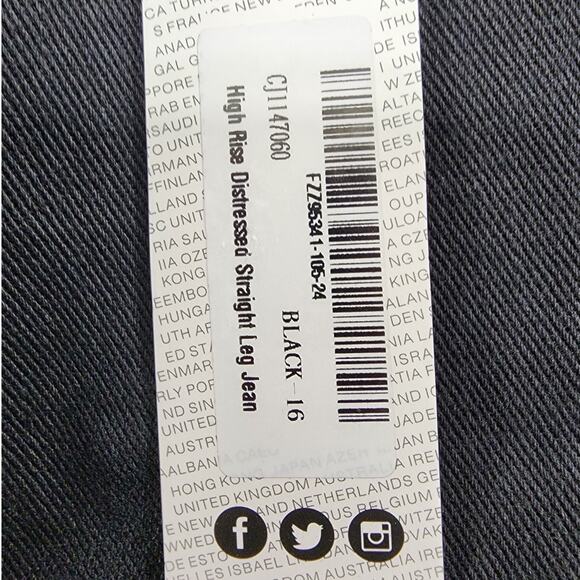 NEW Boohoo Jeans Womens 12 Black High Rise Distressed Straight Leg Stretch Denim - Picture 5 of 13